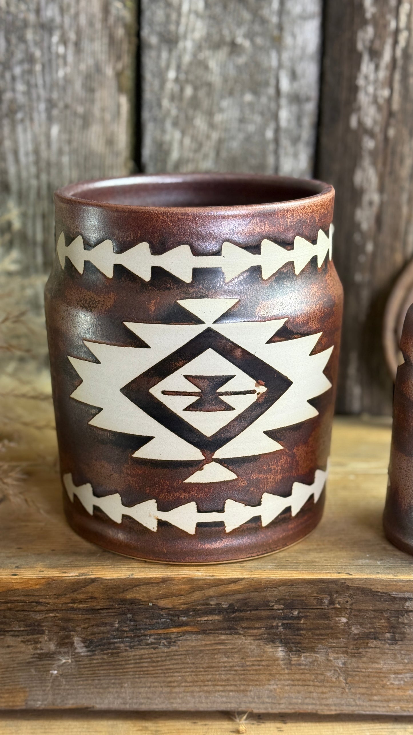 Kitchen Utensil Crock and soap dispenser - Southwestern Copper