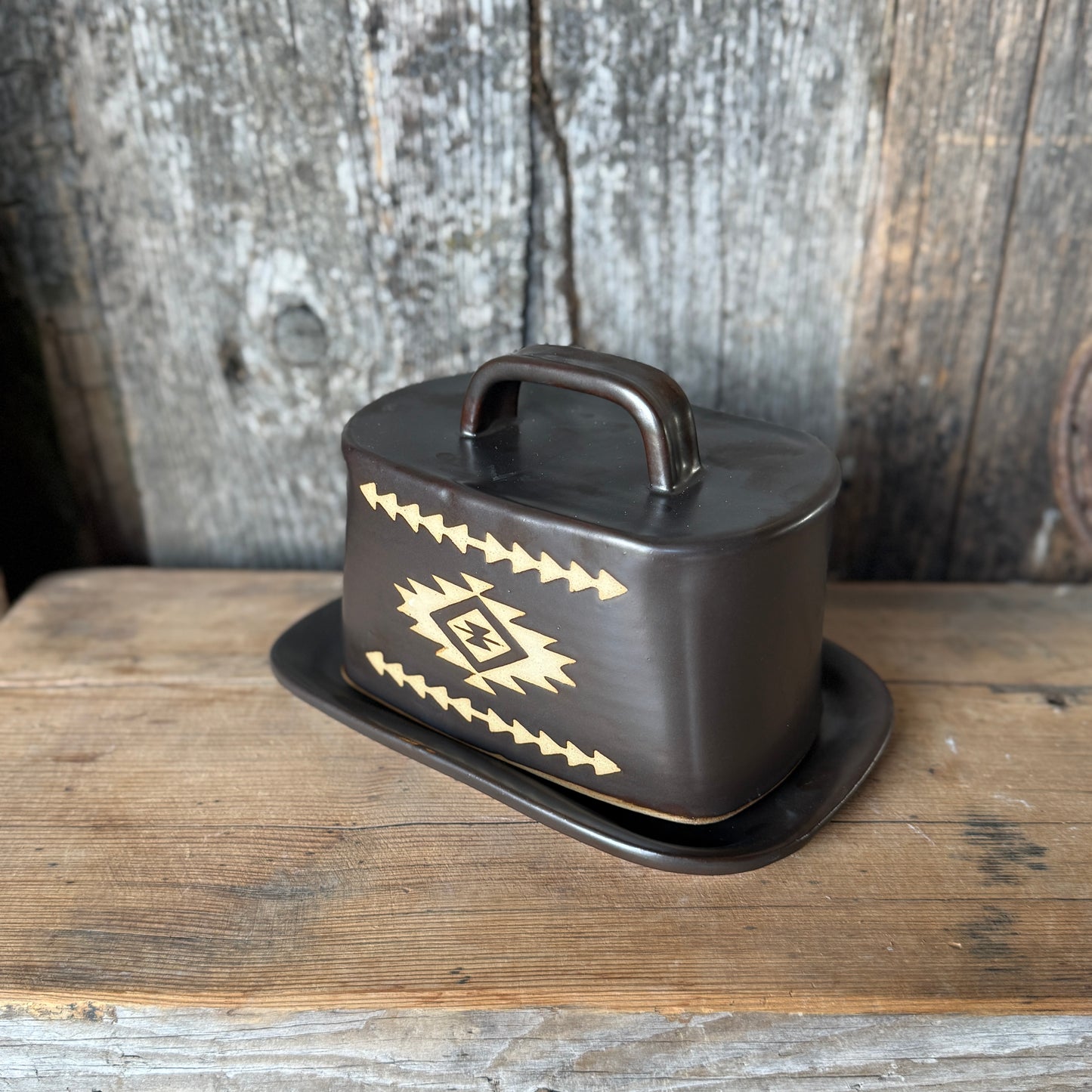 Butter Dish Leather Southwestern