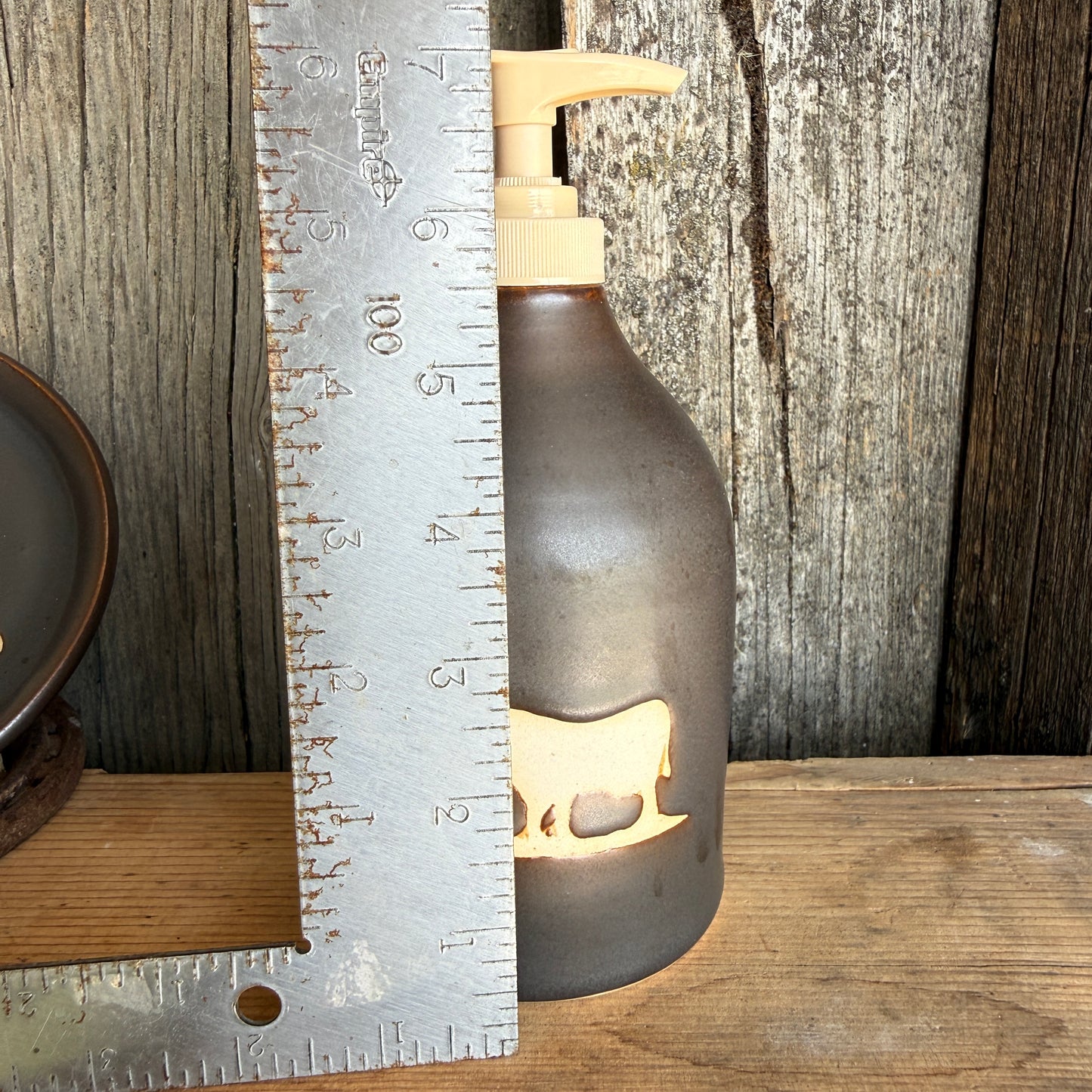 Soap dispenser and spoon rest -  Cattle in Leather