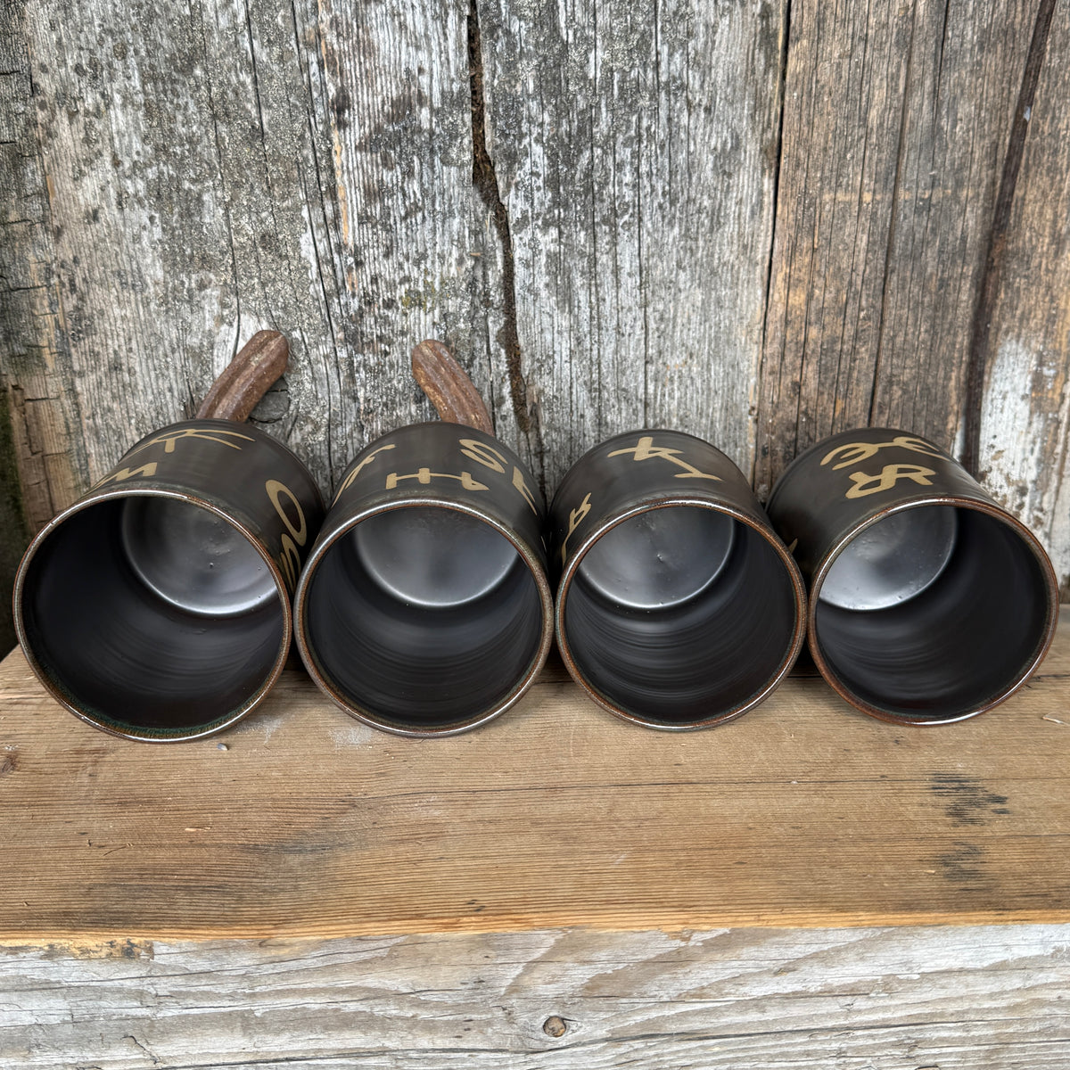 Cup Set of 4 - Leather Branded