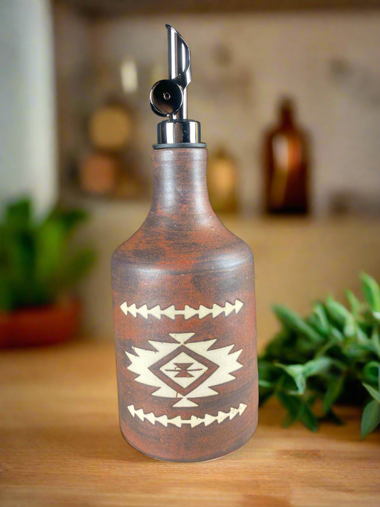 Southwestern Oil Bottle Blackened Copper