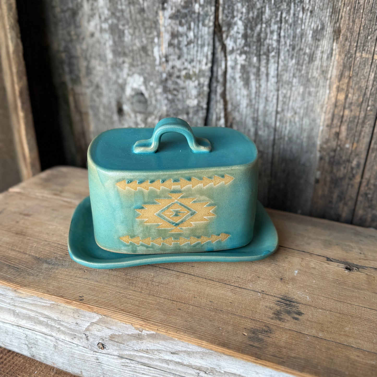 Butter Dish Turquoise Matte Southwestern
