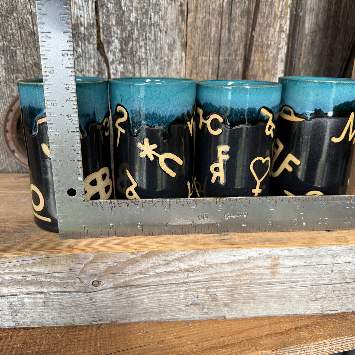 Cup Set of 4 - Kingman Turquoise and Gunmetal