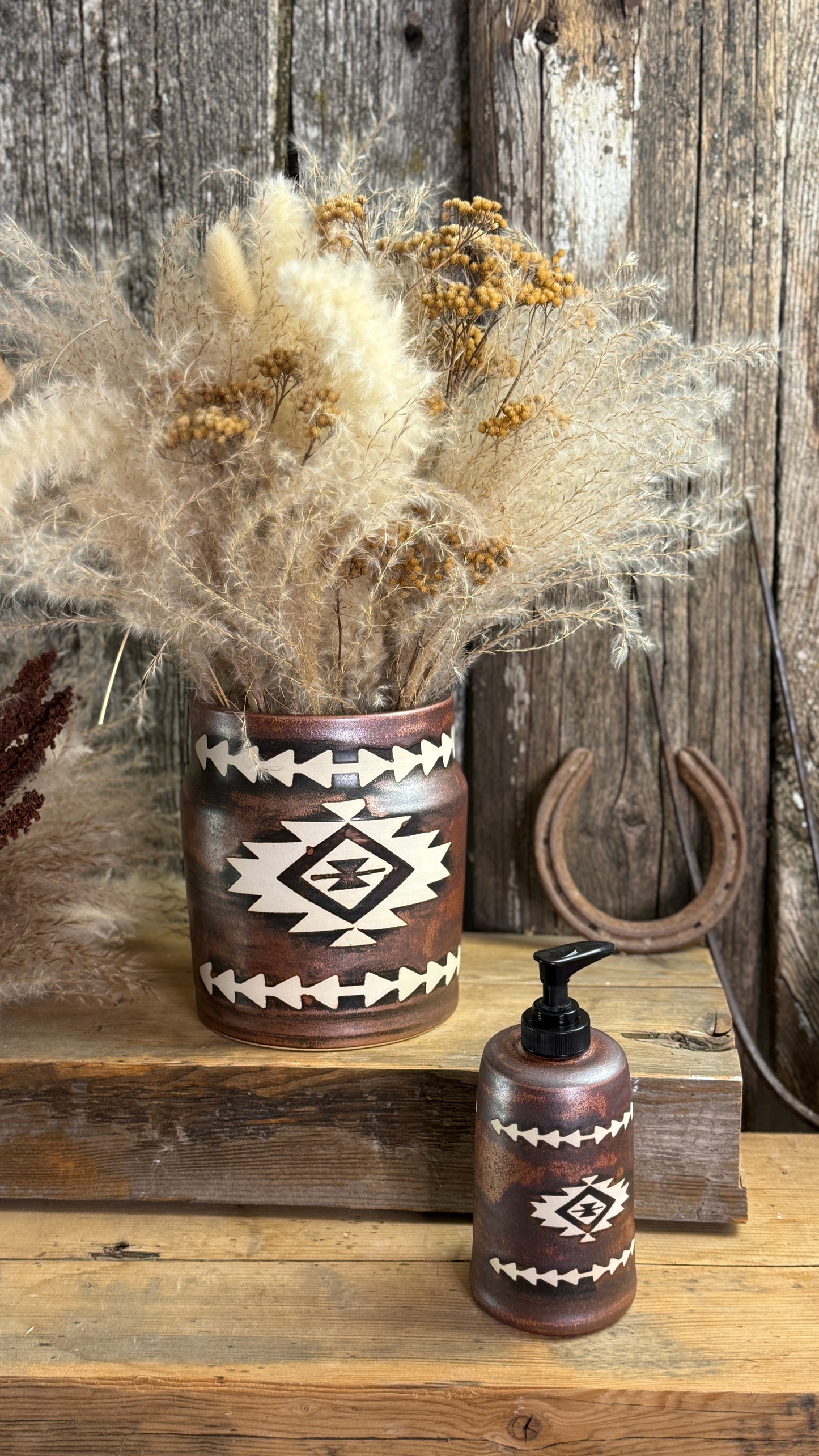 Kitchen Utensil Crock and soap dispenser - Southwestern Copper