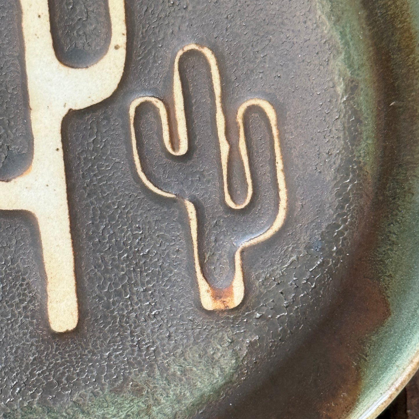 Soap dispenser and spoon rest -  Cactus Sagebrush and Leather