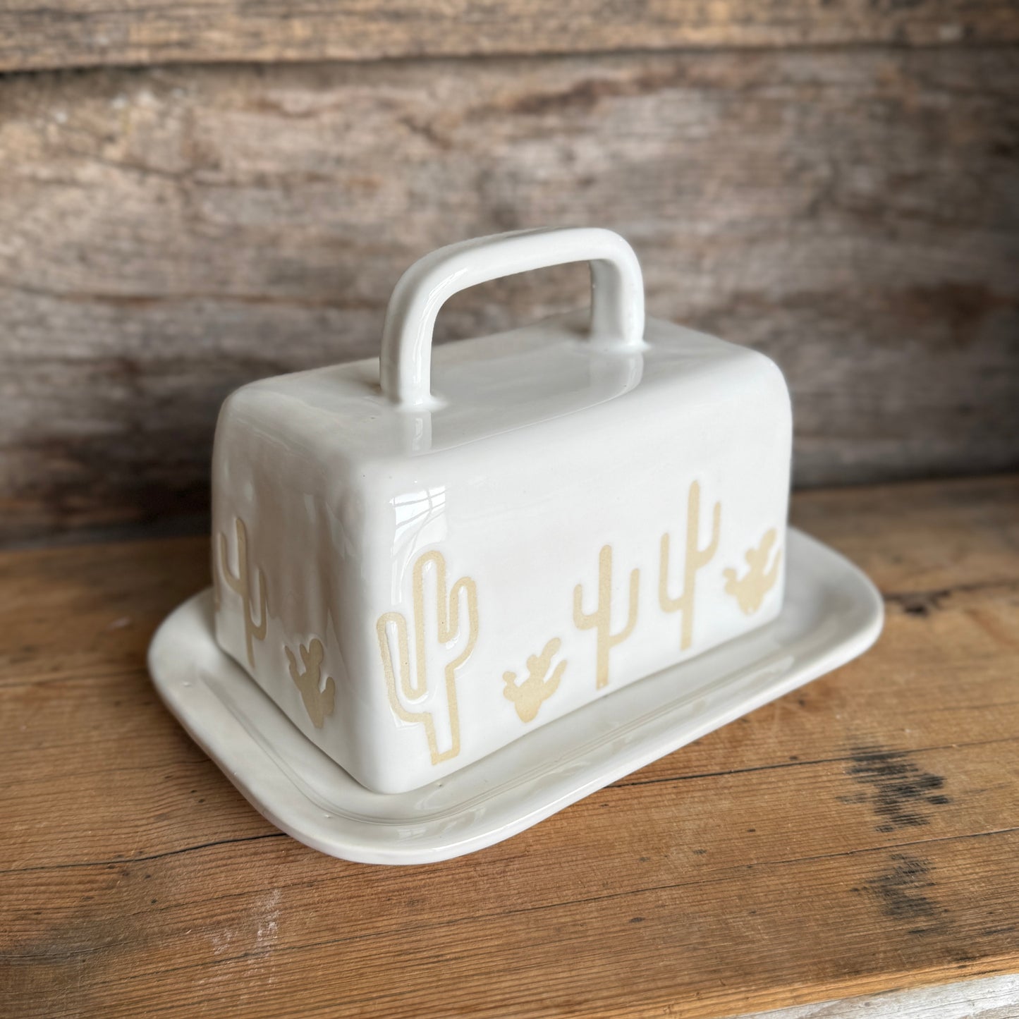 Butter Dish - White Branded Cactus