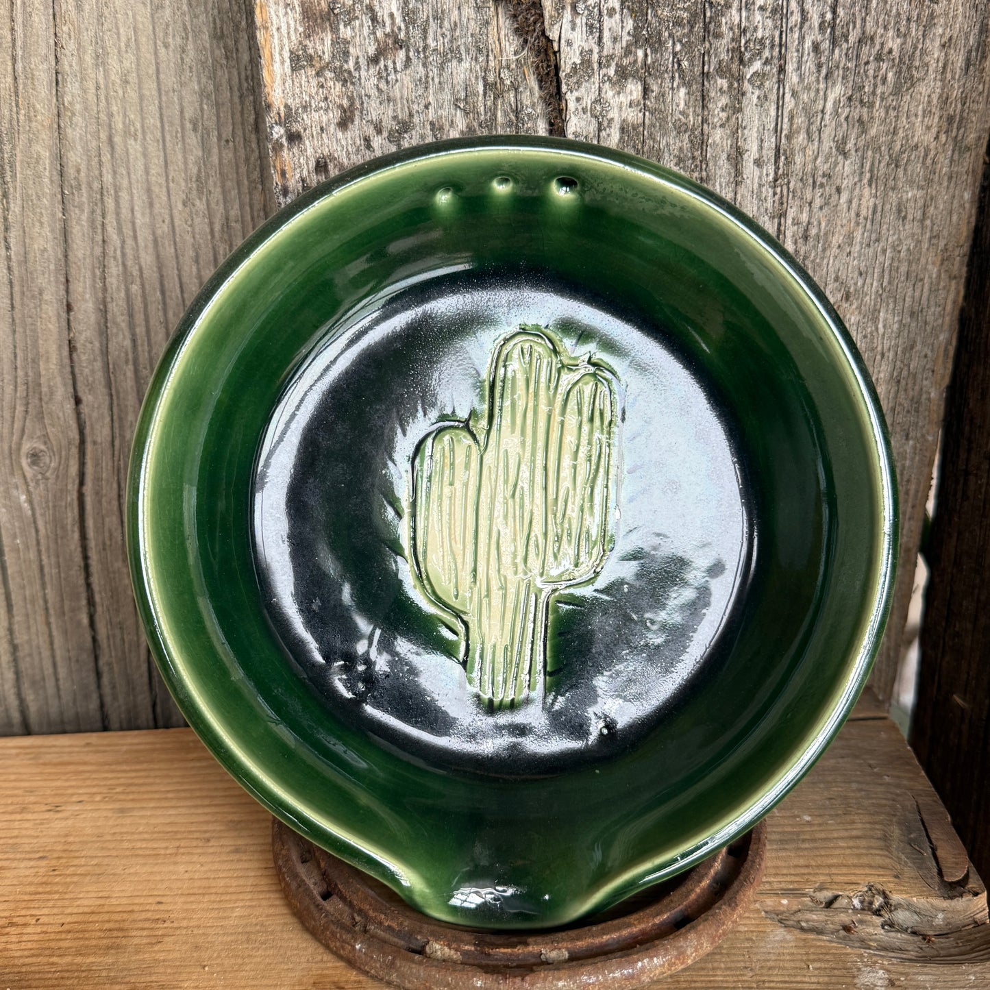 Spoon Rest and Herb stripper - cactus emerald green