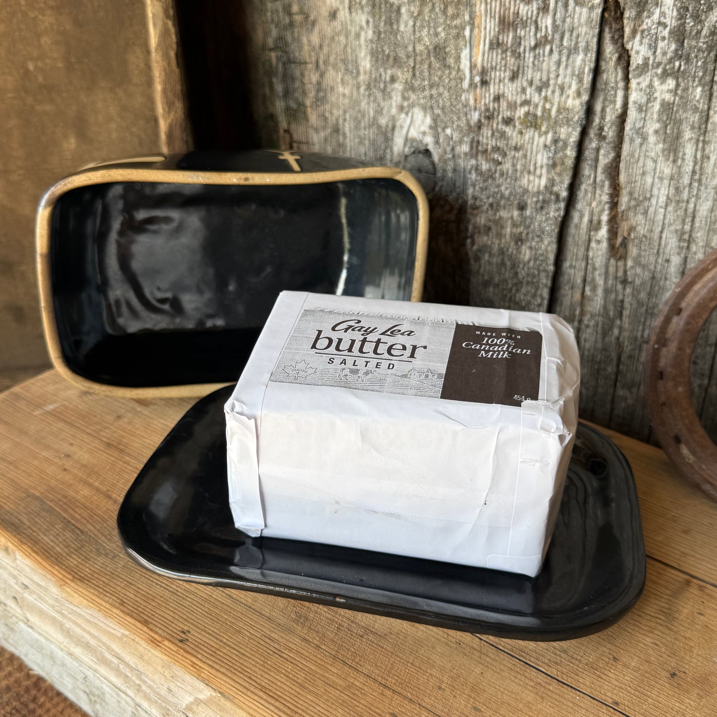 Butter Dish Gunmetal branded