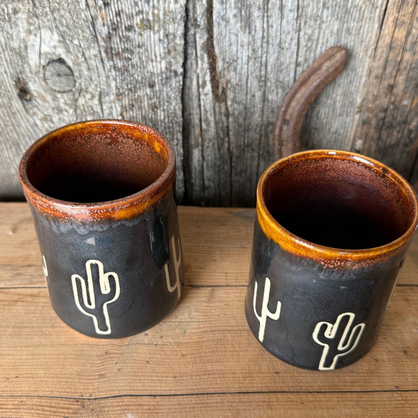 Cup Set of 2 - Cactus copper and gun medal