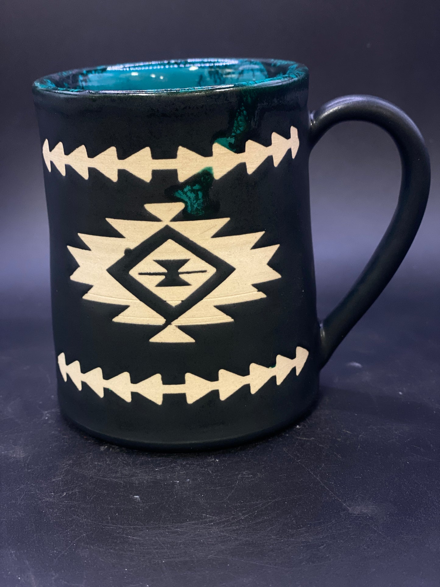 Southwestern Mug - Turquoise and Black