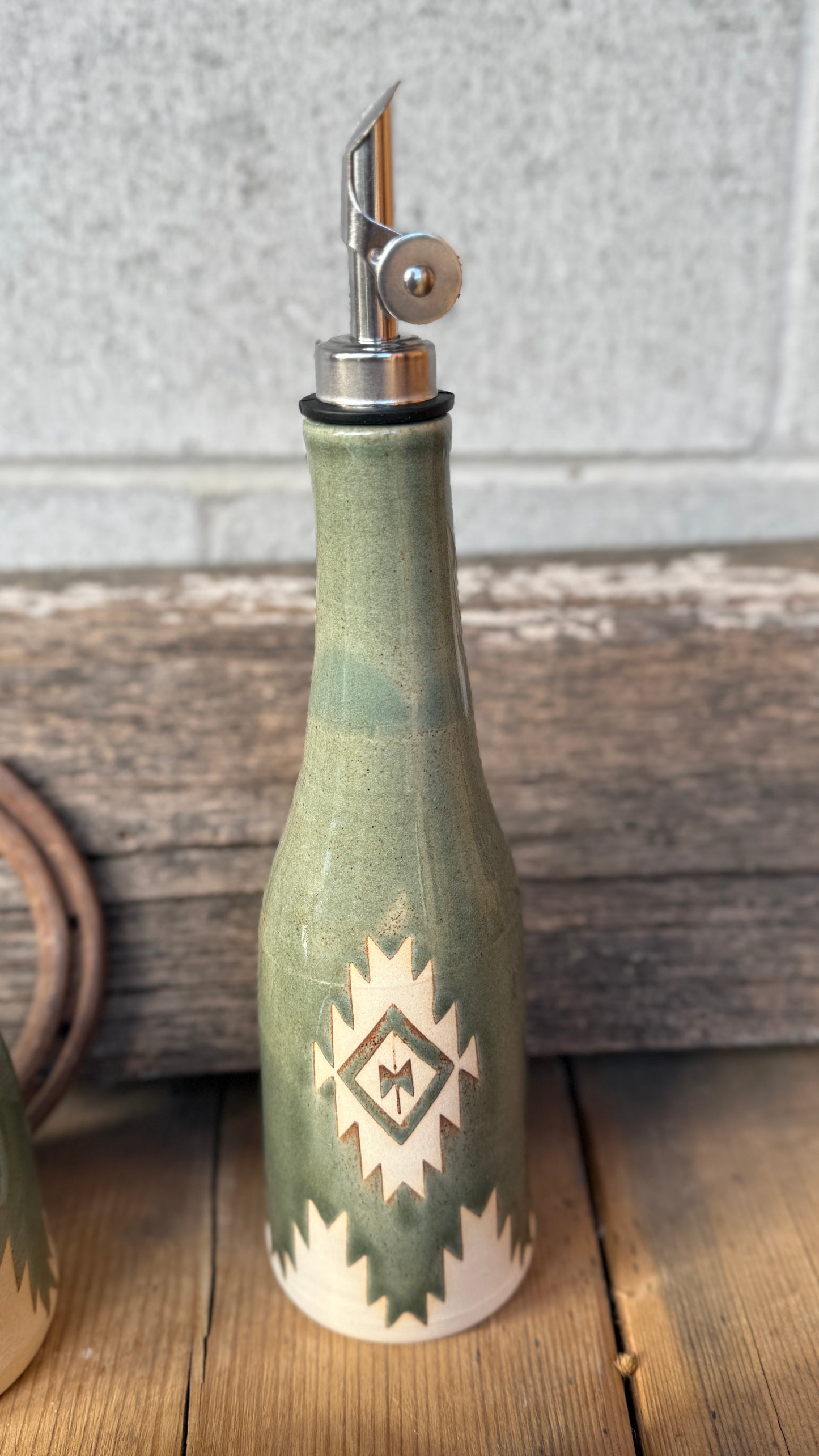 Set- Southwestern Butter dish, soap dispenser and oil bottle