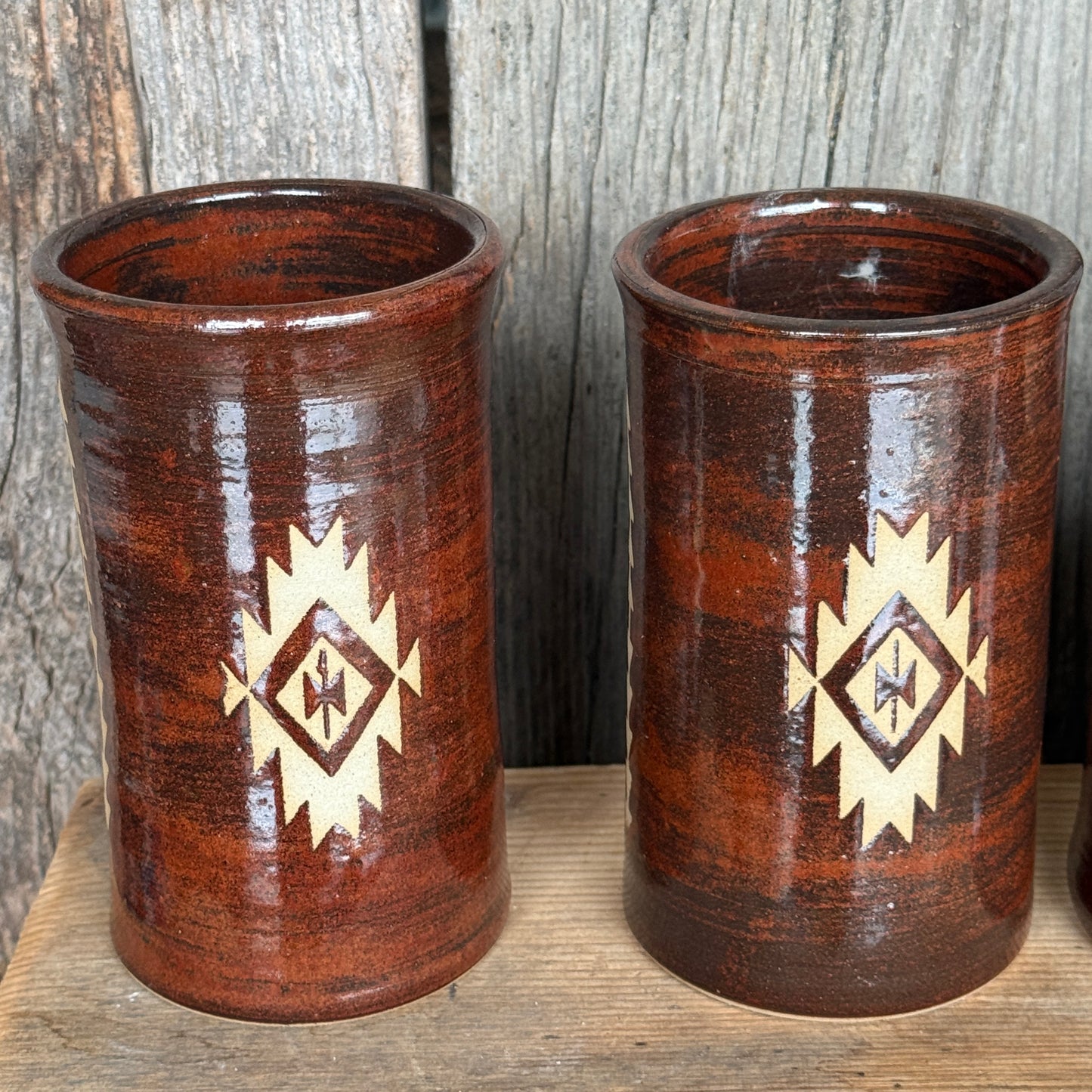 Bathroom Set of 4 - Soap Bottle, canister, and two electic toothbrush holders - Southwestern Rust