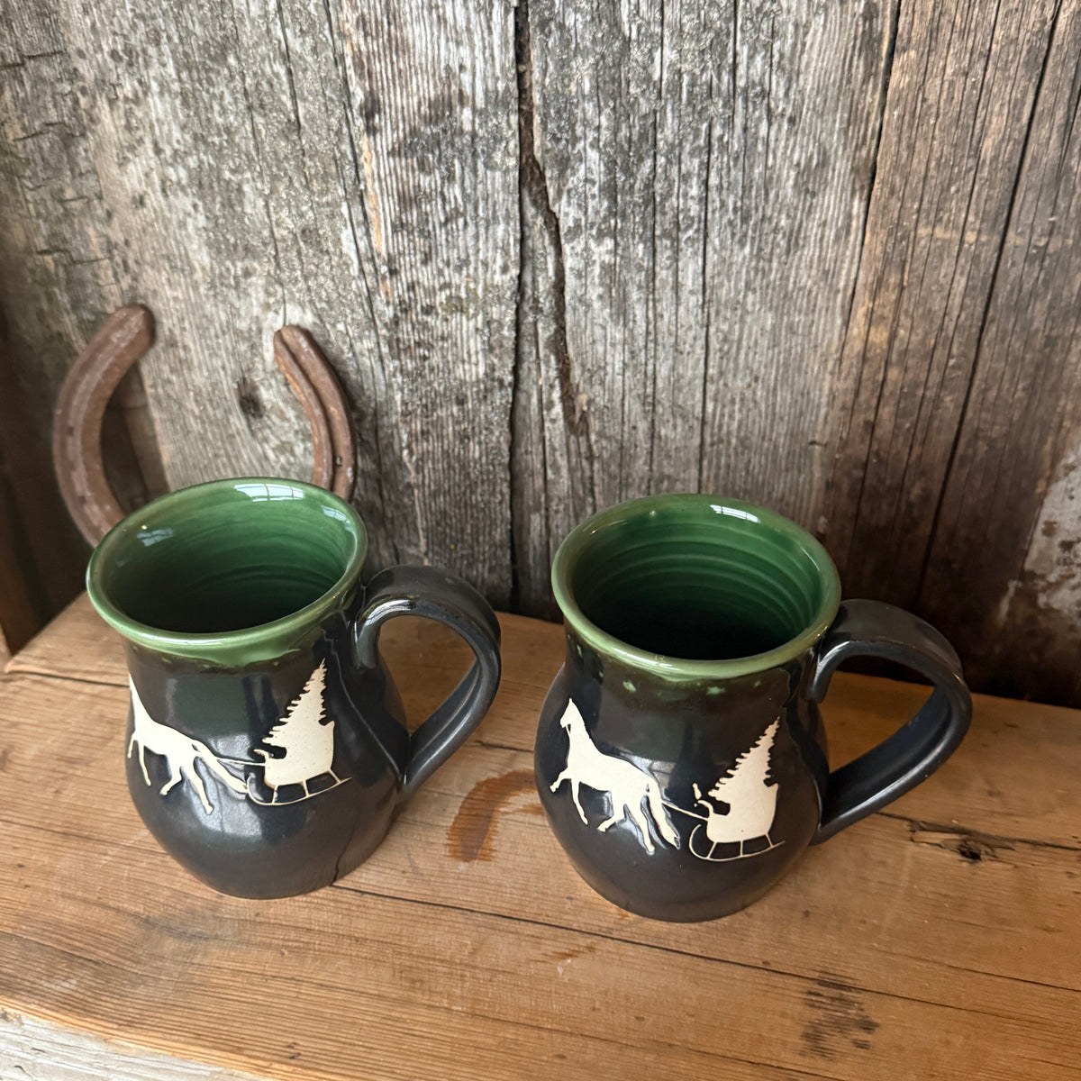 Coffee Mug - Gunmetal Christmas Horse and Sleigh