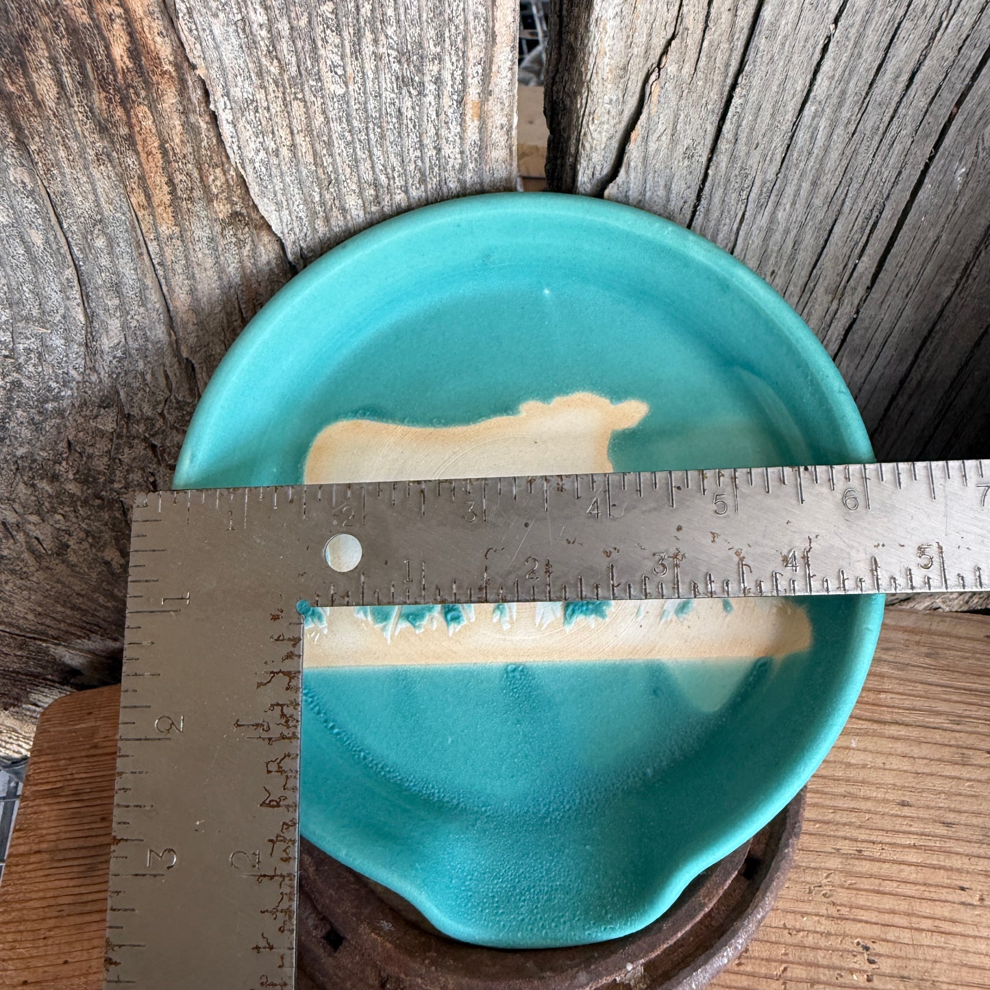Kitchen Utensil Crock, spoon rest and Oil Bottle - turquoise cattle
