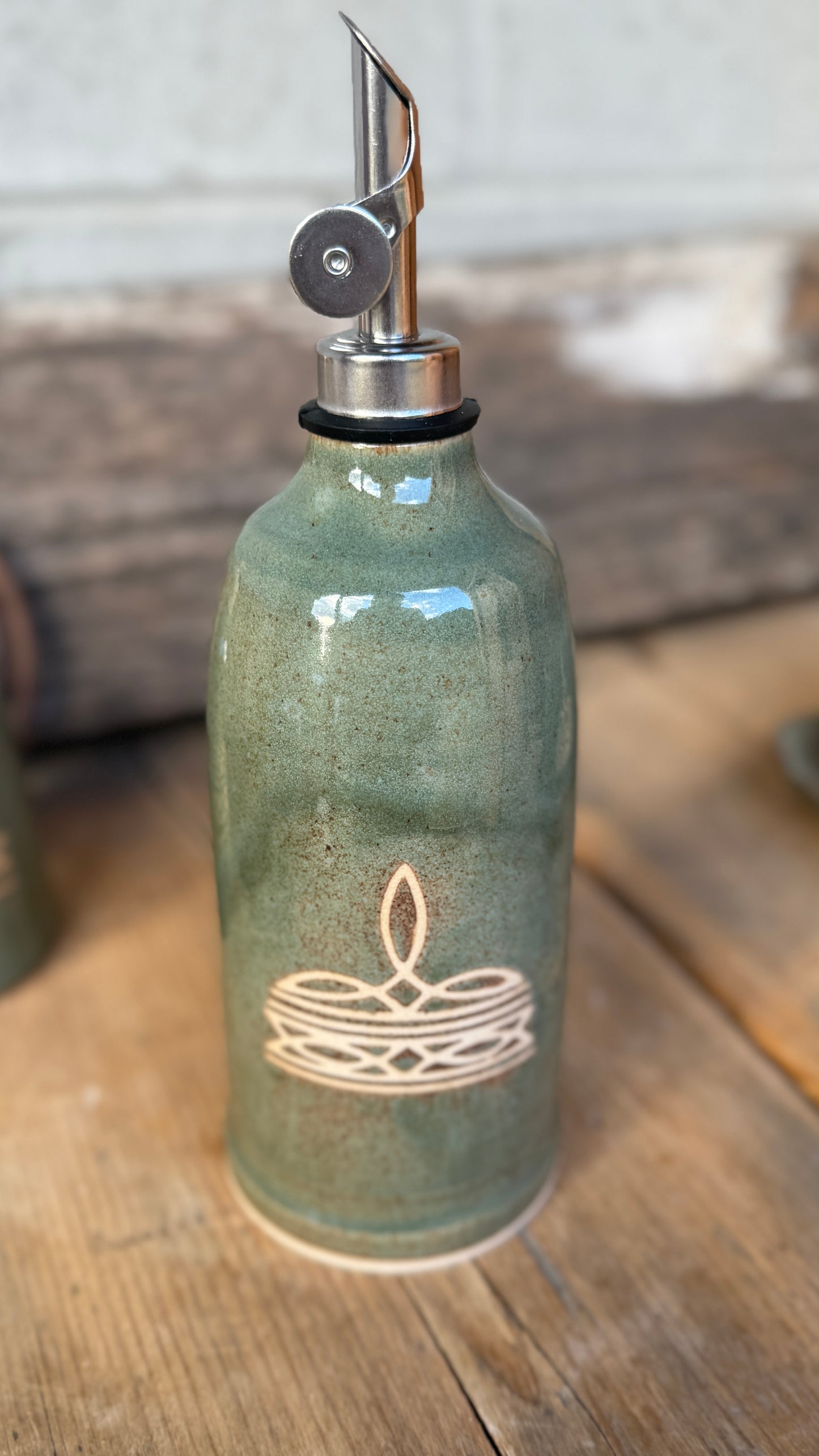 Set- Bootstitch Butter dish, soap dispenser and oil bottle