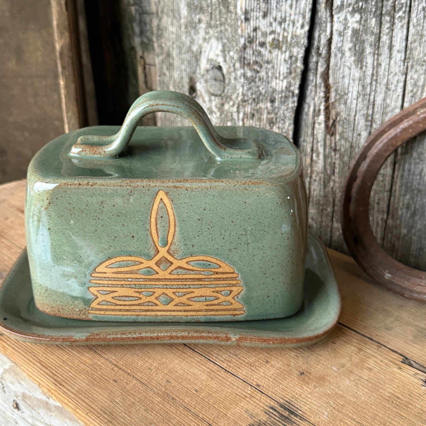 Butter Dish Sagebrush  Boot Stitch