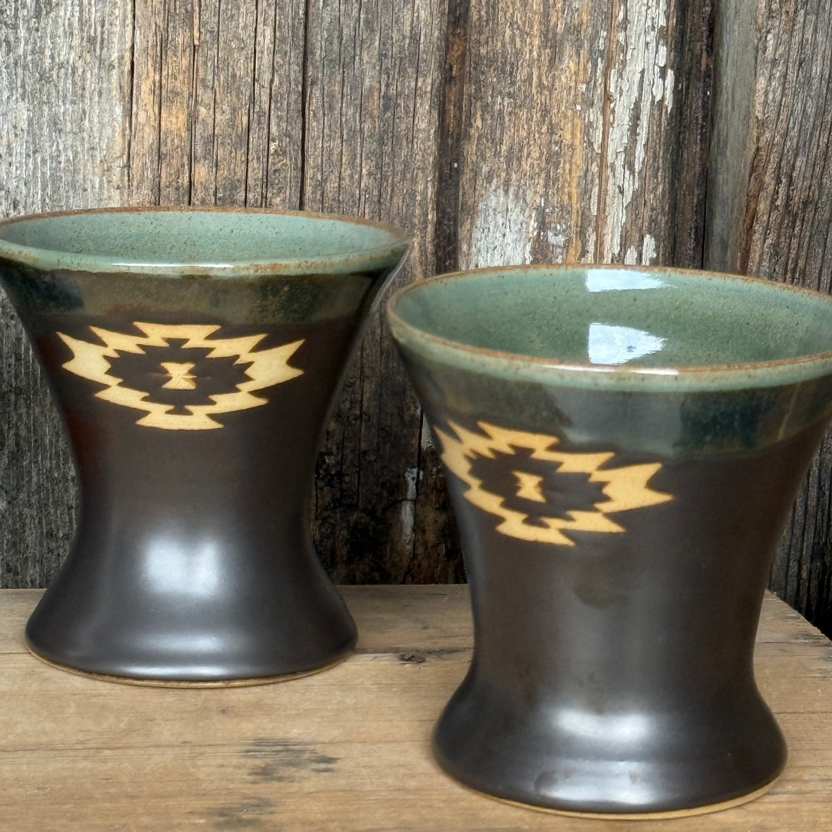 Margtini Cup Set of 4 - Sagebrush and leather