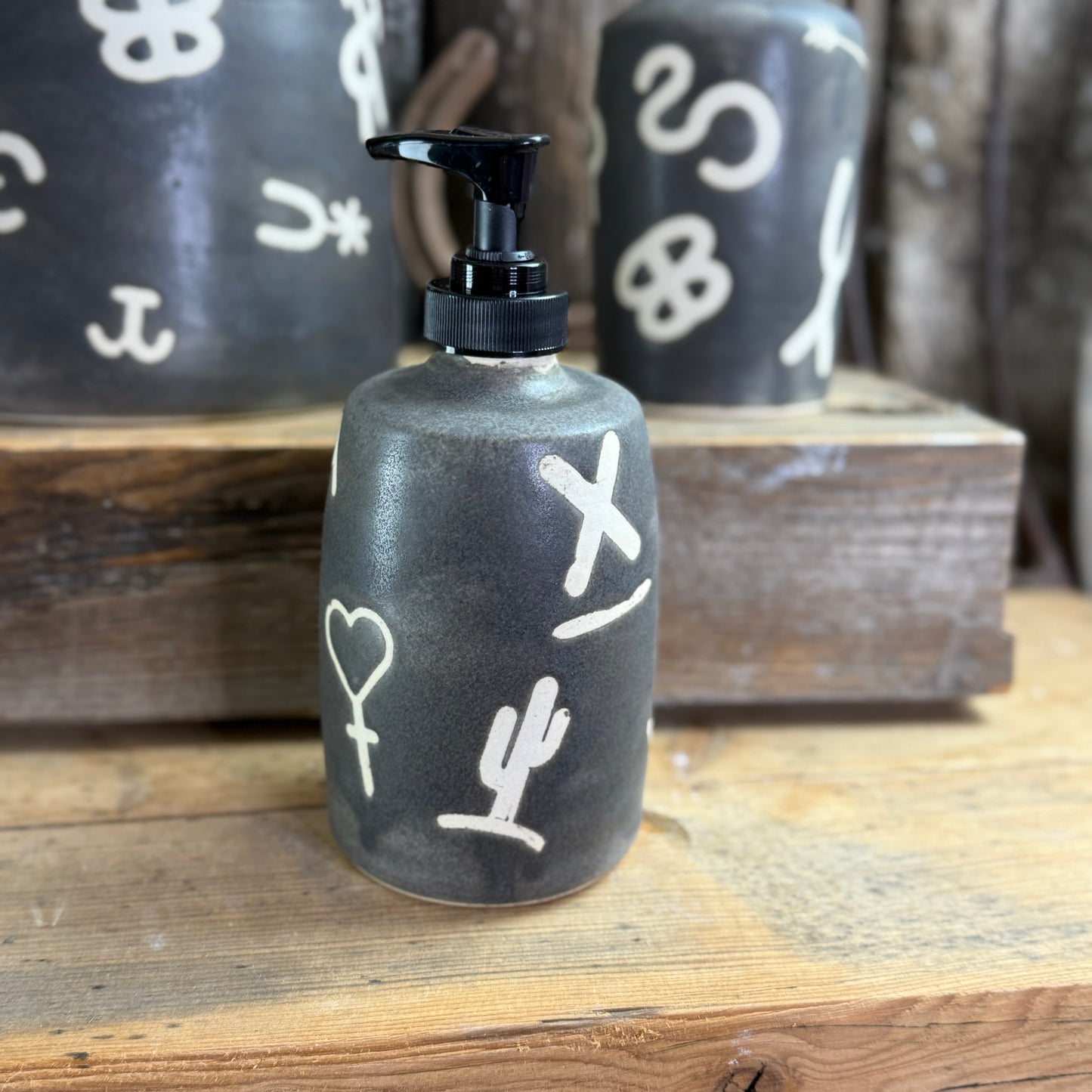 Kitchen crock set with oil and soap bottle- River Rock Branded