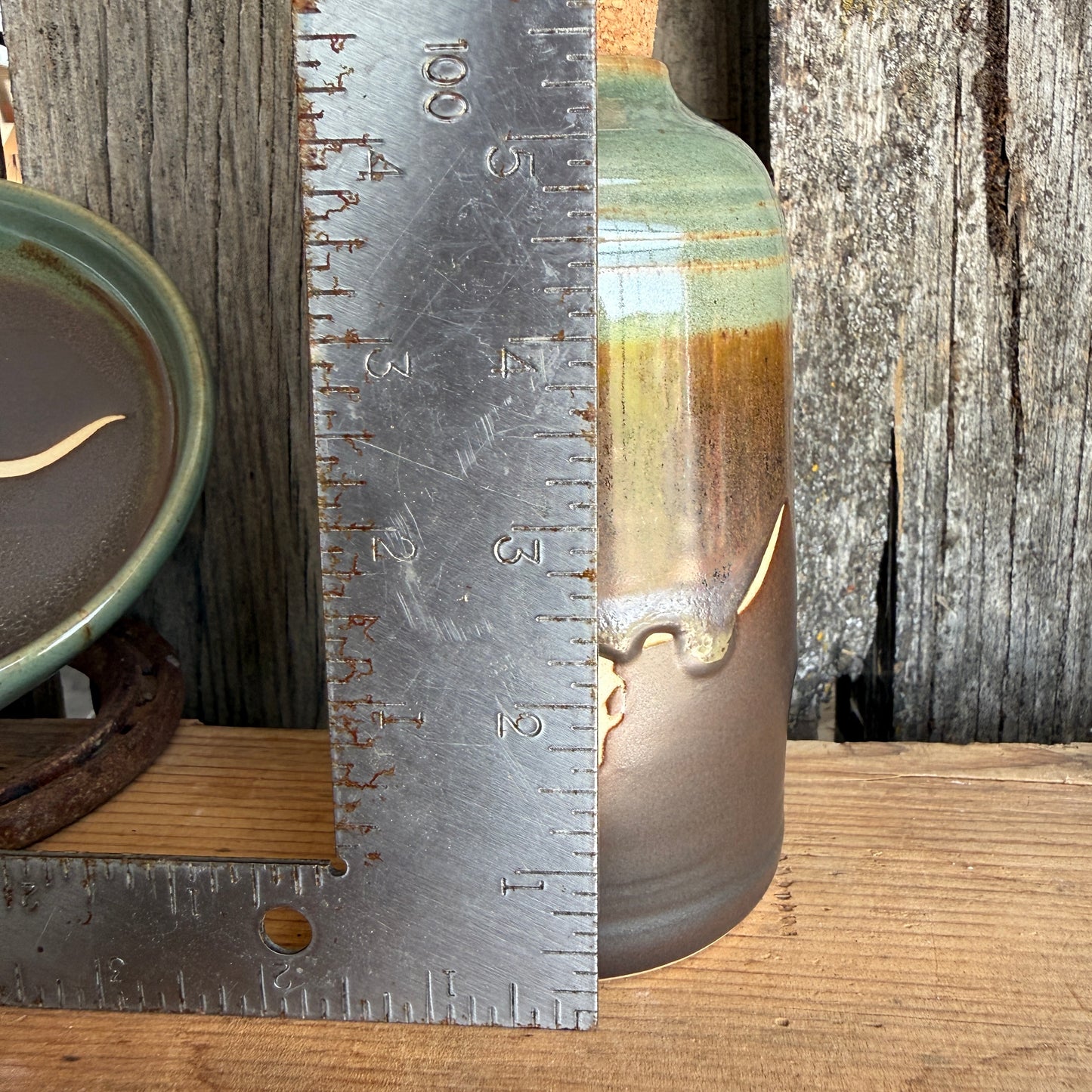 Soap dispenser and spoon rest -  skull Sagebrush and Leather