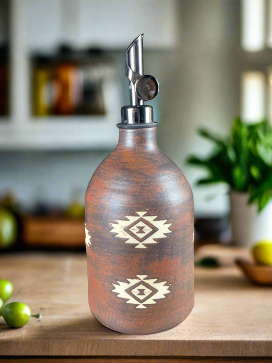 Southwestern Blackened Copper Oil Bottle