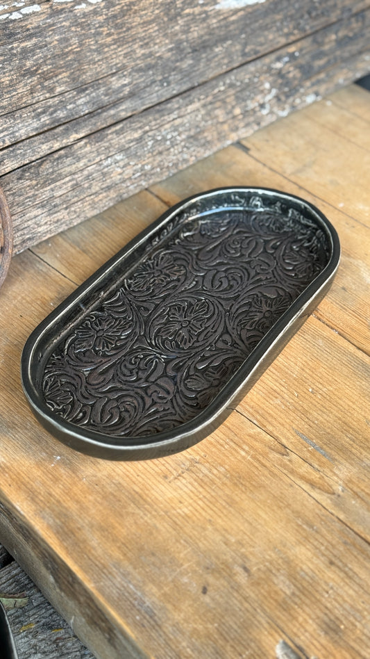 11” Stamped Leather Serving Platter