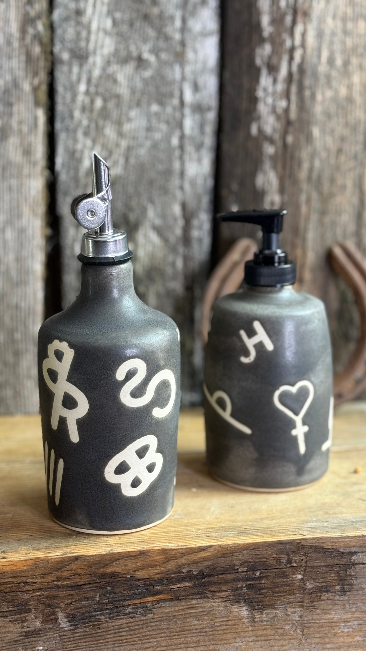 Kitchen crock set with oil and soap bottle- River Rock Branded