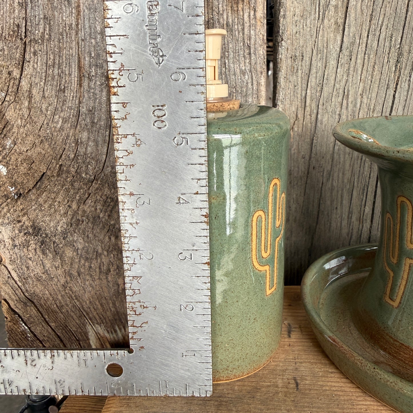 Bathroom Set of 3 - Soap Bottle, canister, and toothbrush holder - Sagebrush Cactus