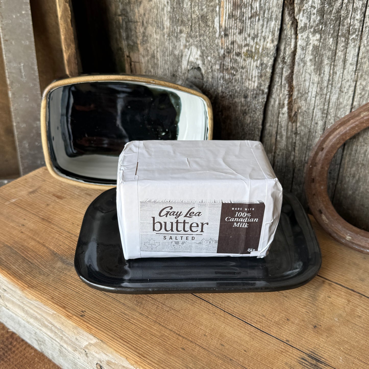 Butter Dish Gunmetal Bootstitch