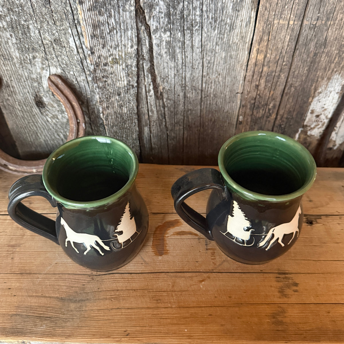 Coffee Mug - Gunmetal Christmas Horse and Sleigh