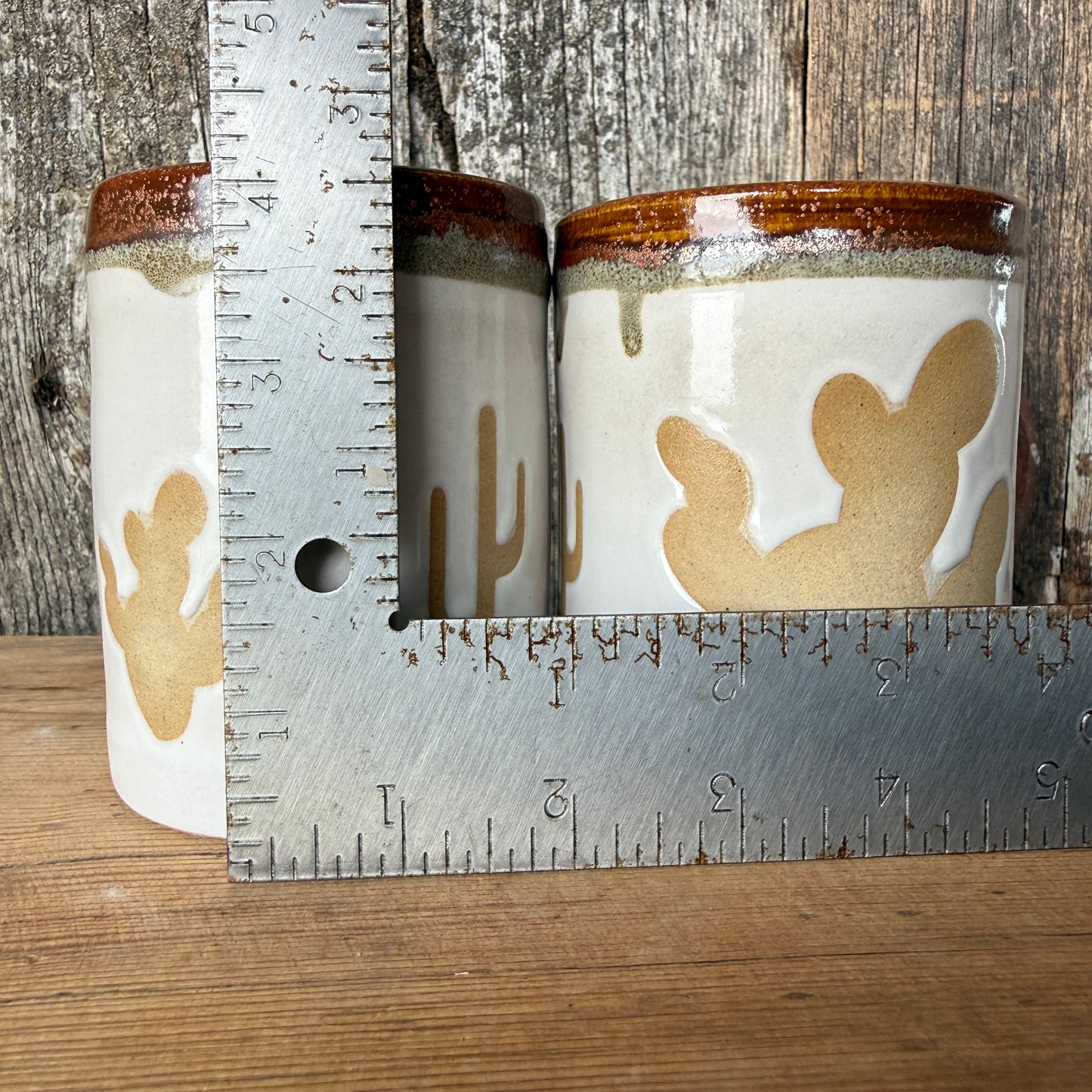 Cup Set of 2 - Cactus copper and White