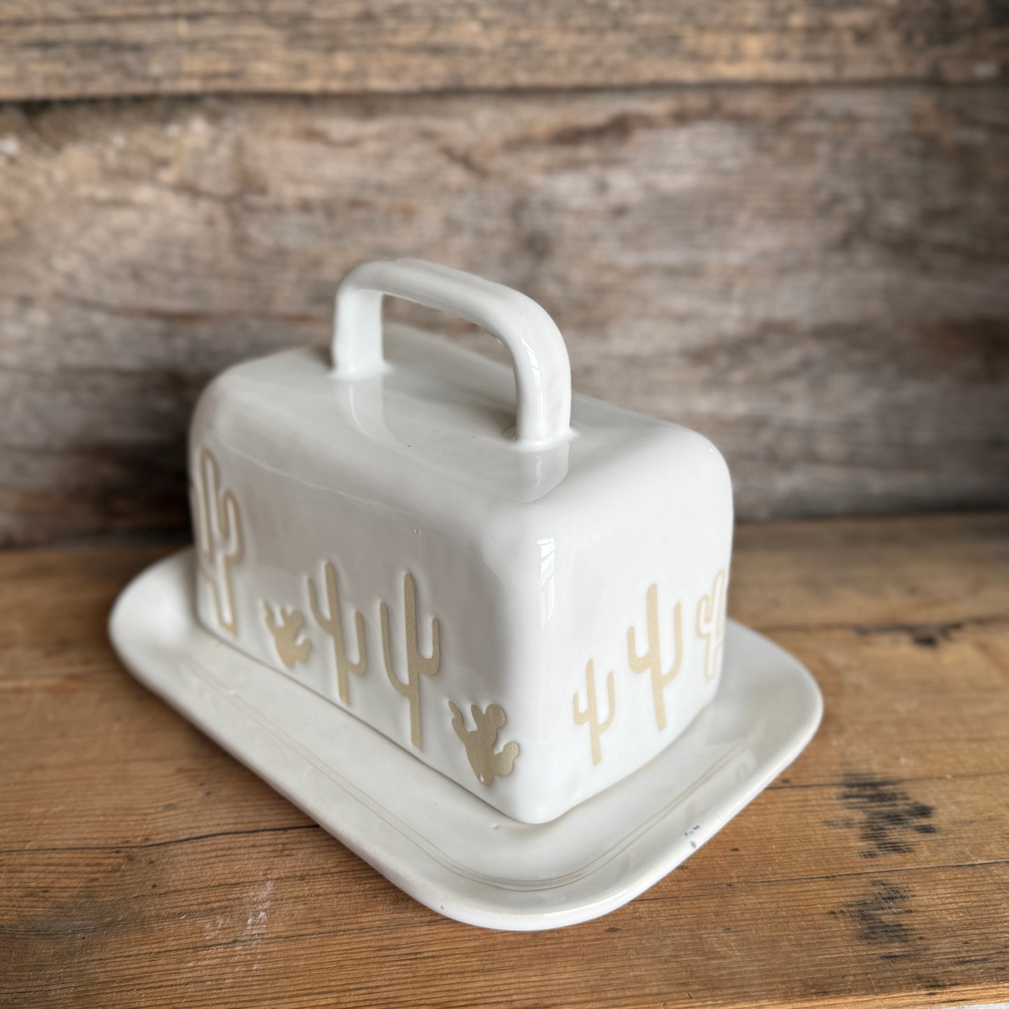 Butter Dish - White Branded Cactus