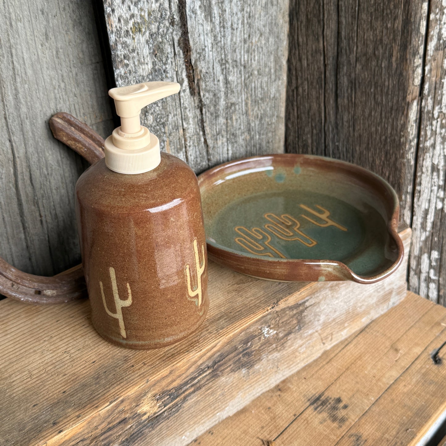 Spoon Rest and Soap Dispenser- Cactus Sagebrush