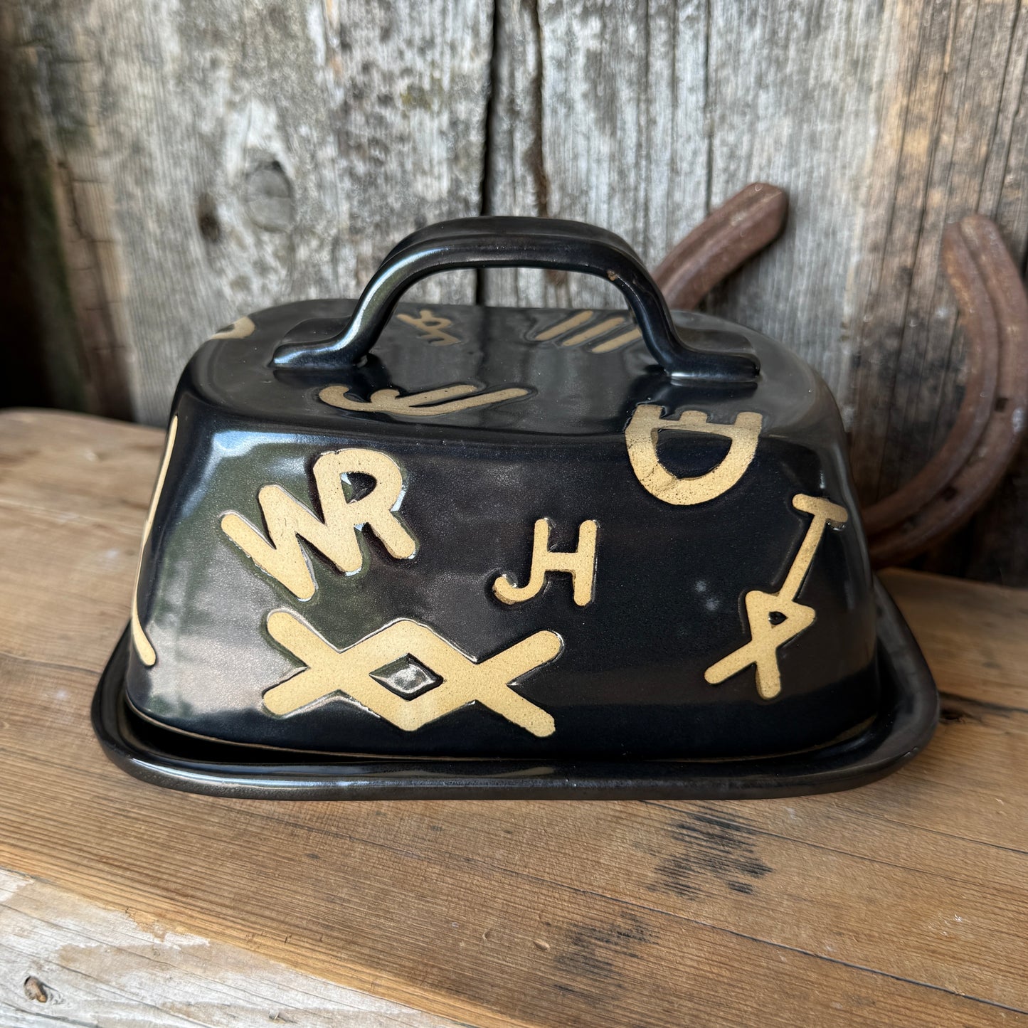 Butter Dish Gunmetal branded