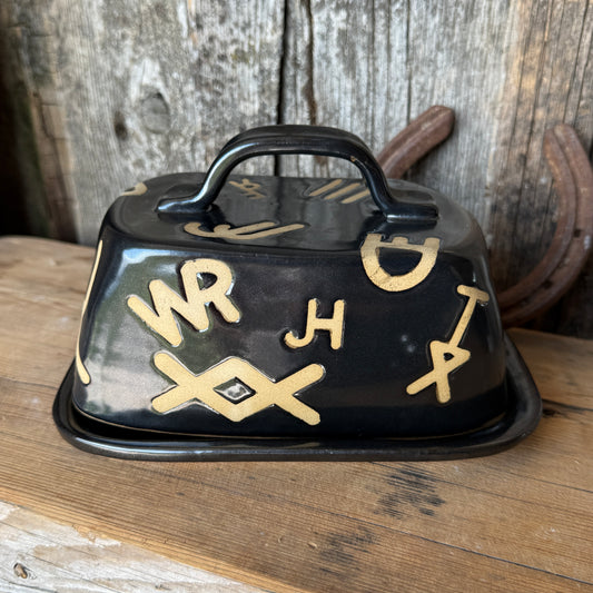 Butter Dish Gunmetal branded