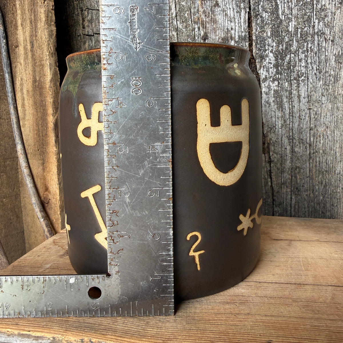Kitchen Utensil Crock,and Oil Bottle - Leather/ Sagebrush Branded