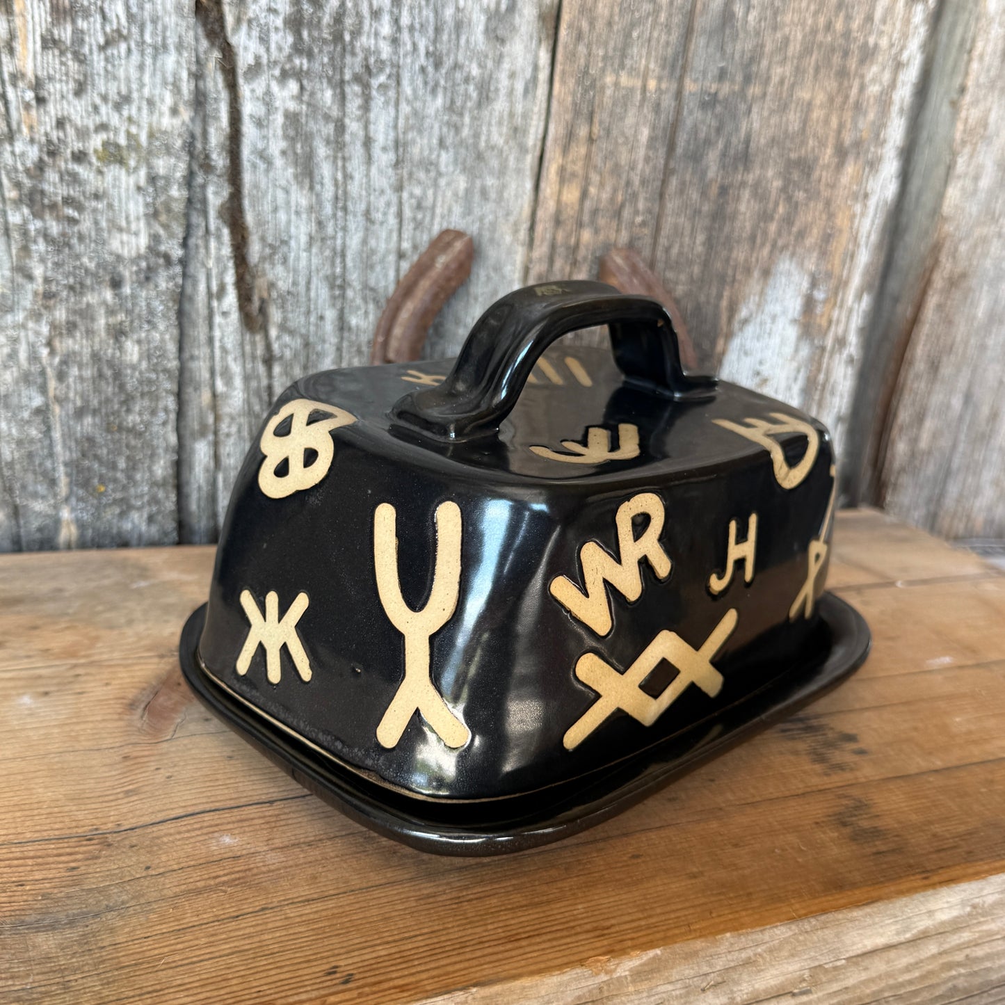 Butter Dish Gunmetal branded